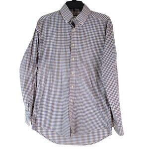 FootJoy Button Down  Shirt Golf Oxford Mens Medium Plaid Embroidered Nylon